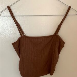 Bozzolo Brown Asymmetrical Crop Camisole